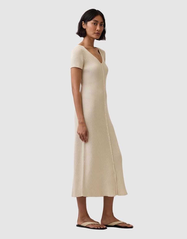 GAP - Short Sleeve Button Front Sweater Maxi Dress
