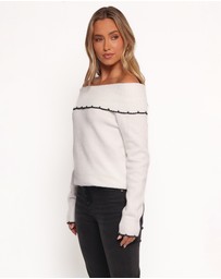 Petal & Pup - Yoana Off Shoulder Knit Sweater - White