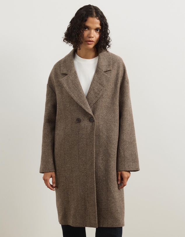 Atmos&Here - Estelle Textured Herringbone Coat