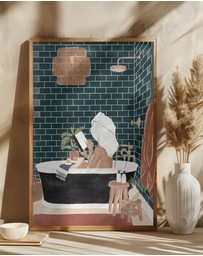 Olive et Oriel - Bathroom Babe by Ivy Green Illustrations Art Print