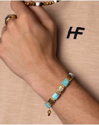 Nialaya Jewellery - The Dorje Flatbead Collection Turquoise and Gold