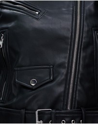 KAJA Clothing - Faux Leather Moto Biker Short Coat Jacket - Caroline Leather Jacket