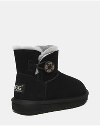 EVERAU - Australian Shepherd Ugg Nolan Kids Mini Button Cow Suede Upper UGG Boots