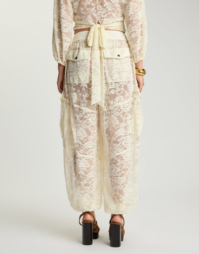 ONE TEASPOON - Savage Romance Utility Lace Pants - Vintage White