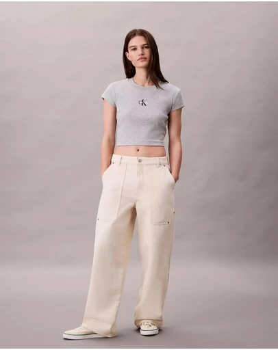Calvin Klein Jeans - Monogram Logo Ribbed Baby Tee