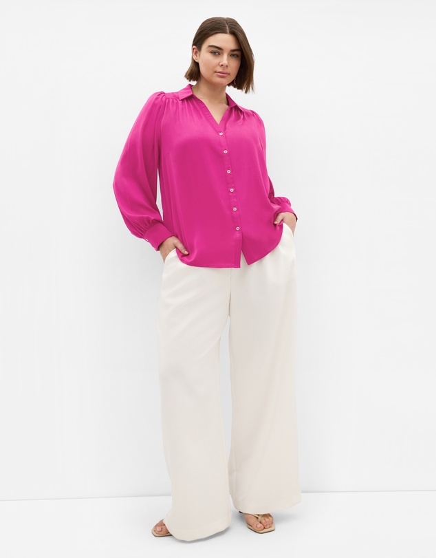 City Chic - Plus size Hadlee Long Sleeve Shirt - framboise