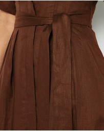 AERE - Orien Tuck Waist Linen Shirt Dress