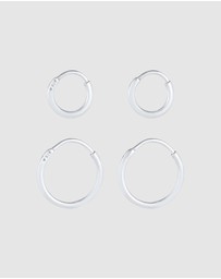 Kuzzoi - ICONIC EXCLUSIVE - Earrings Creole Set Duo Basic in 925 Sterling Silver