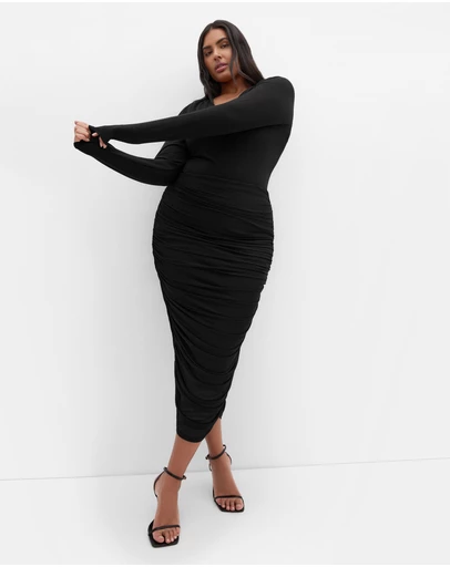 City Chic - Anastasia Ruched Midi Skirt