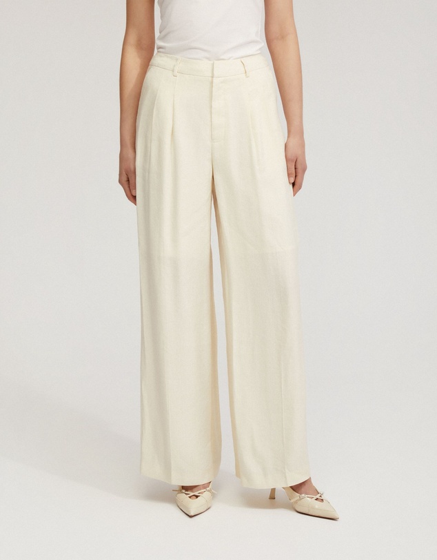 Oxford - Sonia Linen Blend Front Pleat Pants