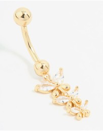 Lovisa - Gold Plated Titanium Cubic Zirconia Butterfly Trio Belly Bar