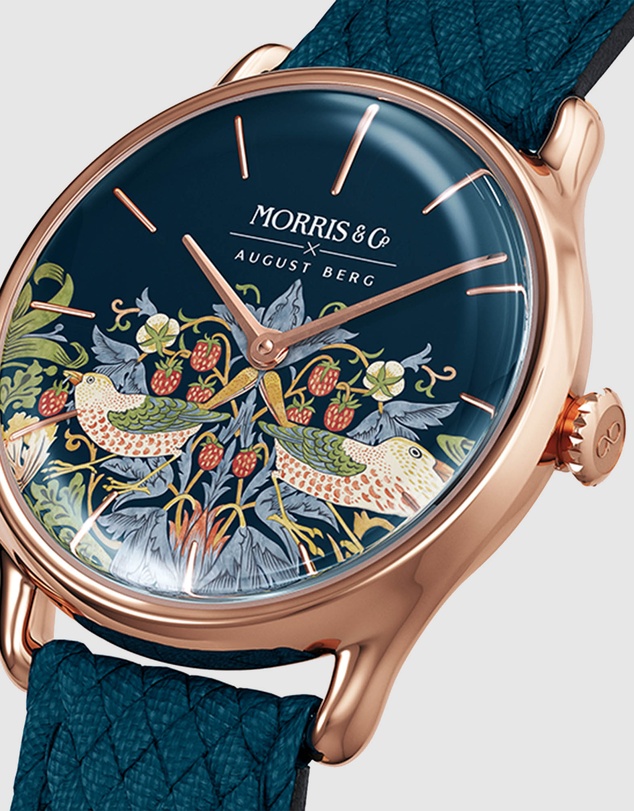 August Berg - Morris & Co 30mm Indigo Strawberry Thief Watch