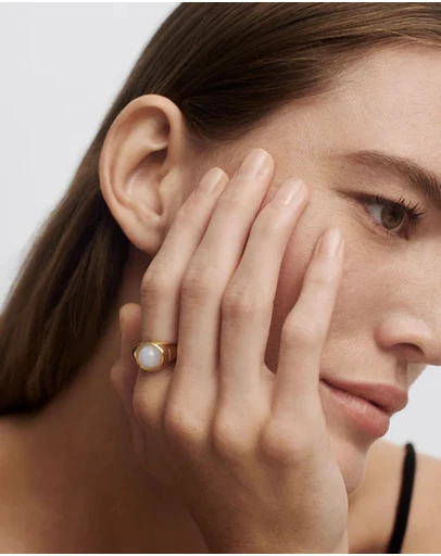 PDPAOLA - Blue Lace Agate Moon Ring