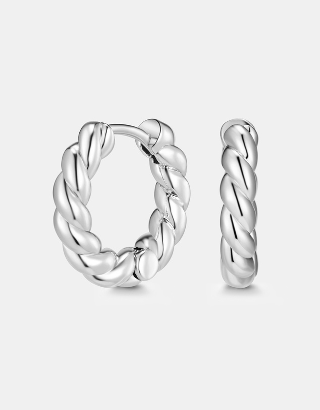 Mestige - Croissant Huggie Earrings - Silver Plated