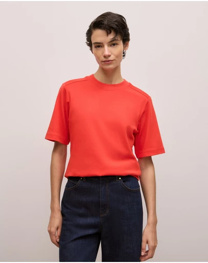 Trenery - Cotton Modal Interlock T-shirt in Spice Red