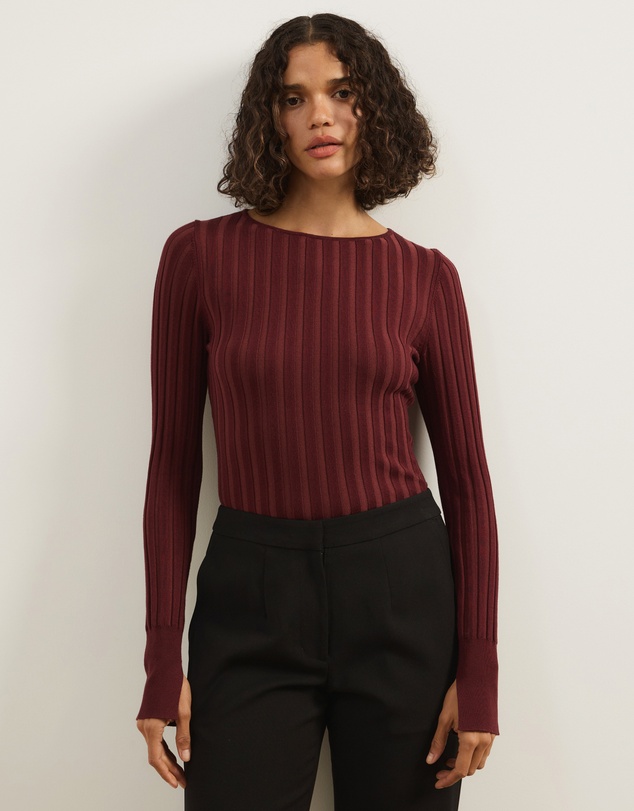 Atmos&Here - Rumi Long Sleeve Fitted Rib Knit Top
