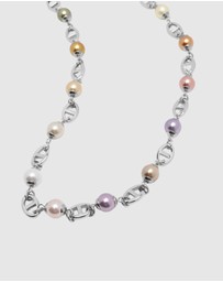 Nialaya Jewellery - Men's Silver Mariner Chain with Multicolored Pearls