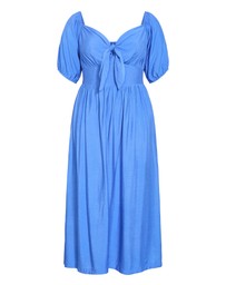 City Chic - Plus size Villa Roma Tie Front Dress - ocean blue