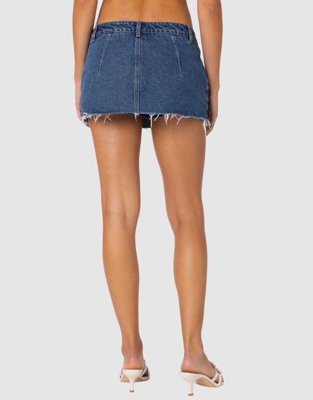 EDIKTED - Clementine Low Rise Denim Micro Skort