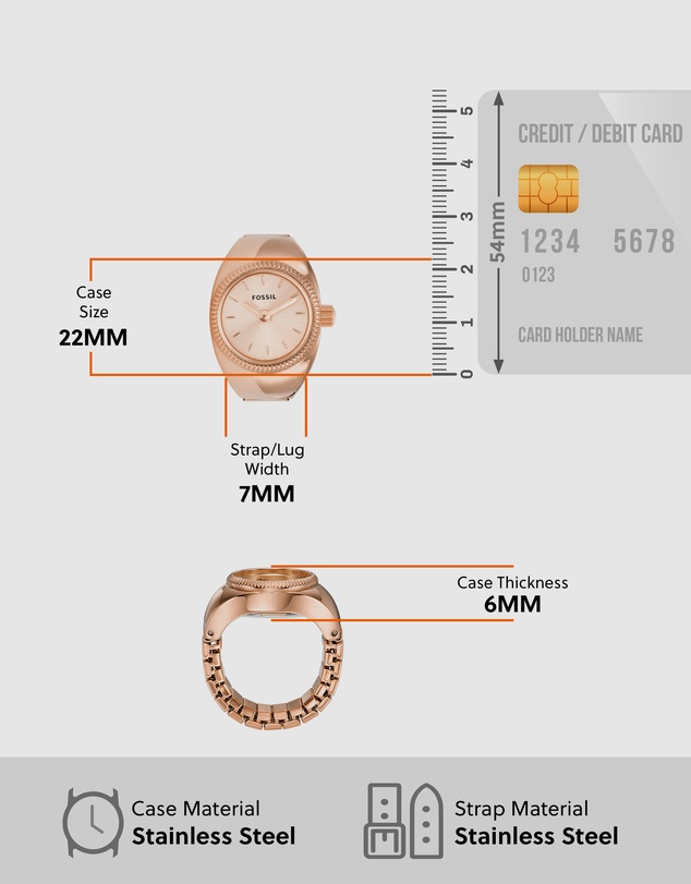 Fossil - Ring Watch Rose Gold-Tone Analogue Watch