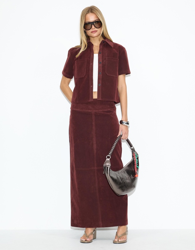 Dazie - Bailey Faux Suede Midi Skirt