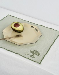 Black Blaze - Embroidered Linen Placemat Set