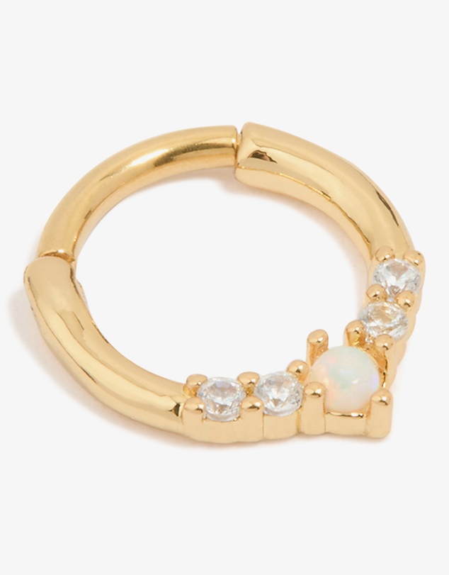 Lovisa - Gold Plated Surgical Steel Cubic Zirconia Marquise Clicker Ring