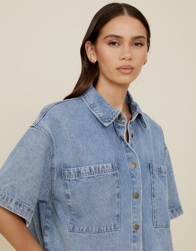 The Fated - Ali SS Denim Shacket