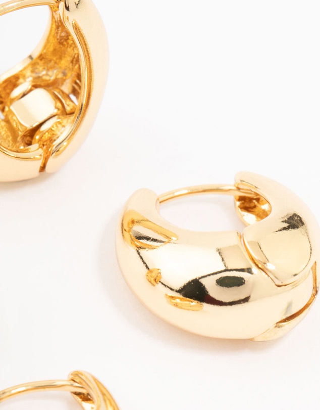 Lovisa - Gold Plated Small & Medium Oval Huggie Earrings