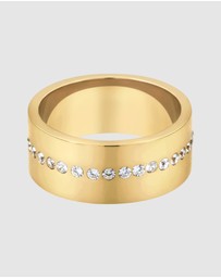 Elli Jewelry - Ring Crystal Band Statement 925 Sterling Silver Gold-Plated