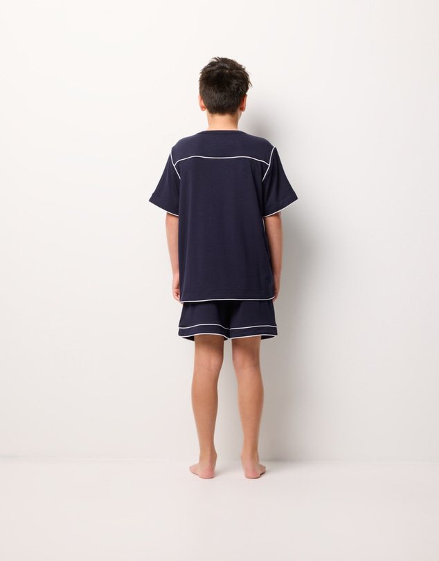 Wanderluxe Sleepwear - Jones TENCEL™ Modal Boxer shorts & Navy Tee Set (Boys)