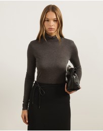 Atmos&Here - Wool Blend Roll Neck Long Sleeve Top