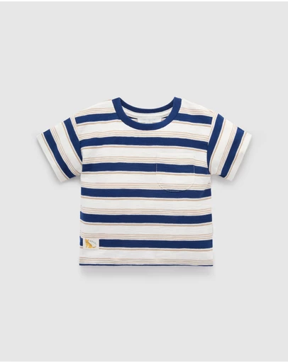 Purebaby - Striped Relaxed Tee -Kids-Babies
