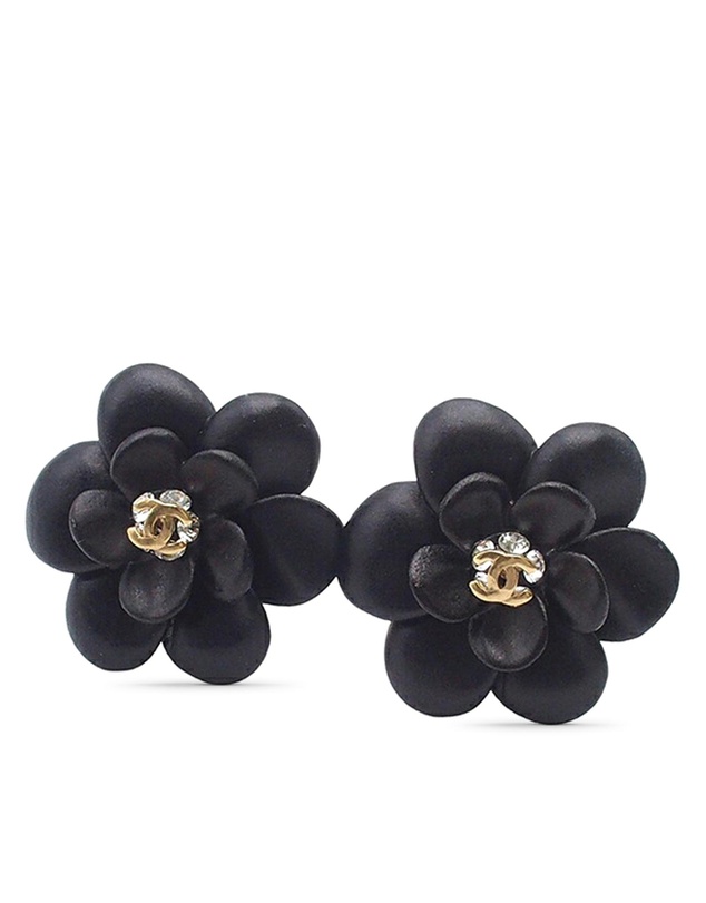 Pre-Loved by Azura Reborn - Pre-Loved CC Resin Rhinestone Camellia Clip On Earrings