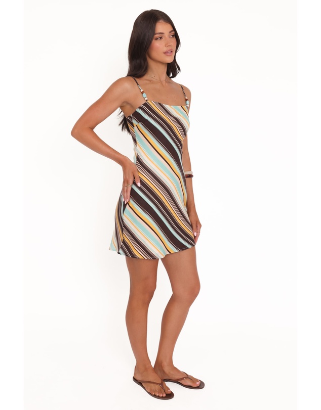 Petal & Pup - Kosta Mini Dress - Brown Retro Stripe
