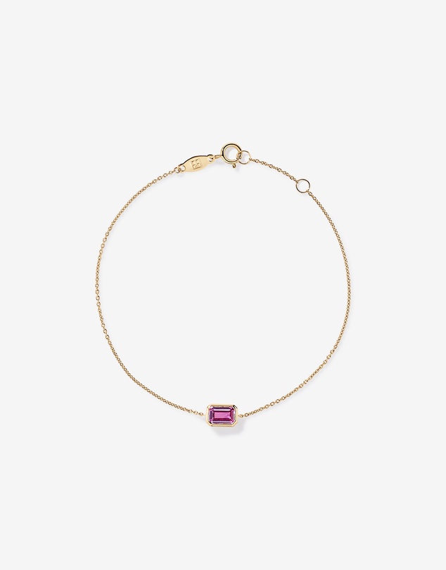 Michael Hill - Emerald Cut Pink Created Sapphire Bezel Bracelet in 10kt Yellow Gold