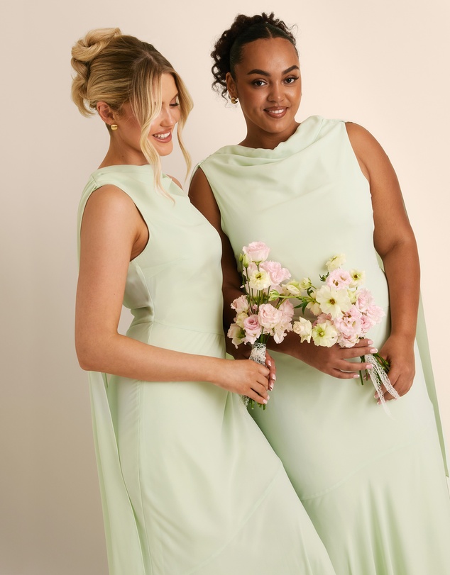Six Stories - High Cowl Neck Drape Chiffon Bridesmaid Dress