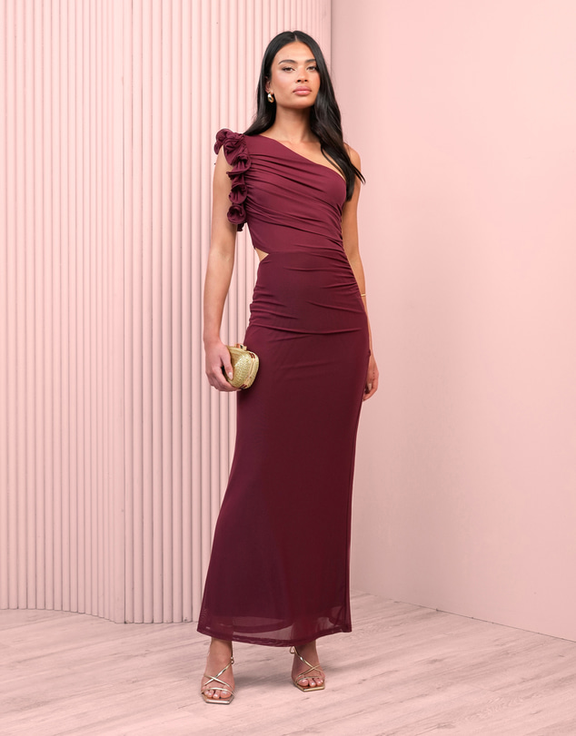 Azzurielle - Moore One Shoulder Frill Dress