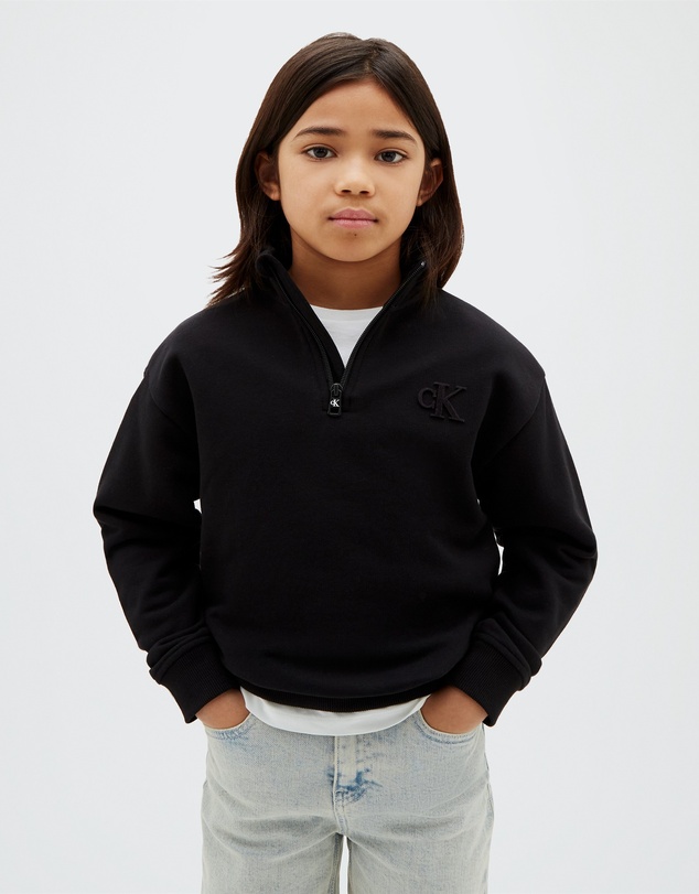 Calvin Klein Jeans - Boys Terry Monogram Flock Half Zip Sweatshirt