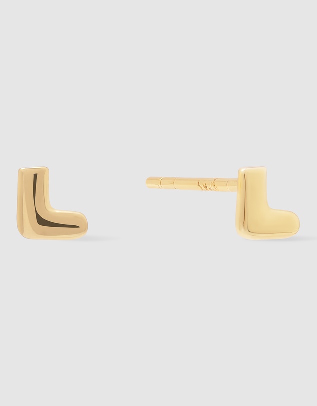 Wanderlust + Co - Alphabet Bubble Gold Stud Earrings - Letter L