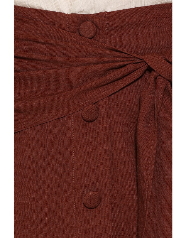 Petal & Pup - Frannie Linen Blend Midi Skirt - Dark Brown