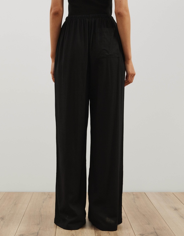 Atmos&Here - Tenley Wide Leg Drawstring Linen Blend Pants