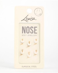 Lovisa - Gold Plated Surgical Steel Heart Cubic Zirconia Nose Studs 6-Pack