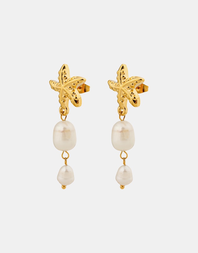 Zoe Olivia - Waterproof Starfish and Pearl Drop Stud Earrings