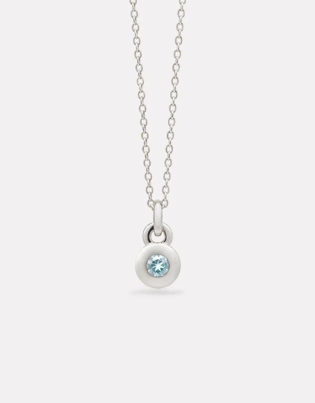 Najo - March Silver & Aquamarine Birthstone Necklace