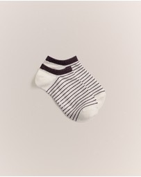 Trenery - Metallic Stripe Low Cut Sock in Dark Plum