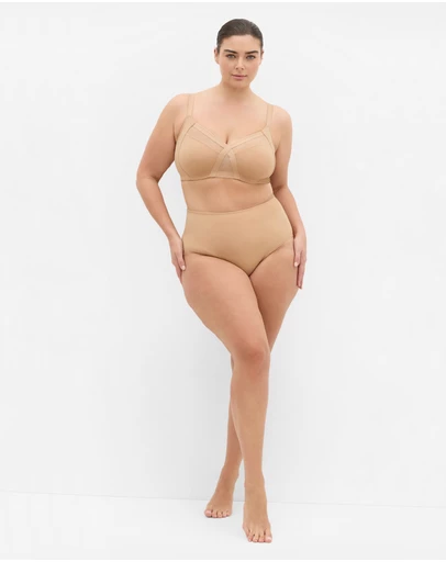 City Chic - Plus size Luxe Microfibre Wireless Bra - cafe