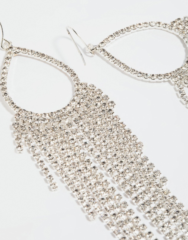 Lovisa - Silver Diamante Fringe Drop Earrings