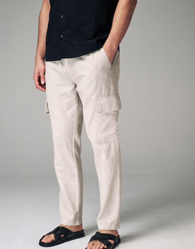 NEXT - Linen Cotton Elasticated Drawstring Cargo