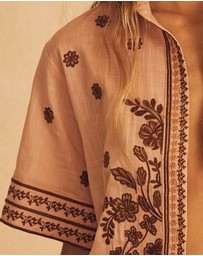 AUR OCEA - Embroidered Short Sleeve Resort Shirt